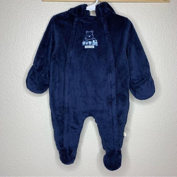 Disney 9 Months Classic Pooh Navy Blue Fleece Hooded Pram Winter Suit - Picture 2 of 13